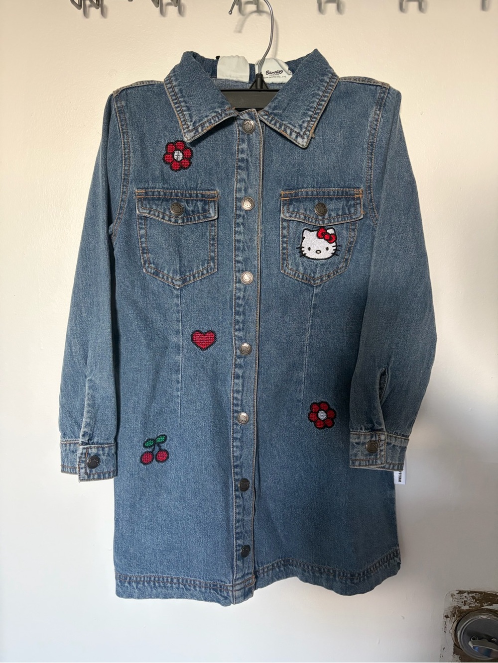 NWT Hello Kitty Embroidered Light Blue Denim Jacket